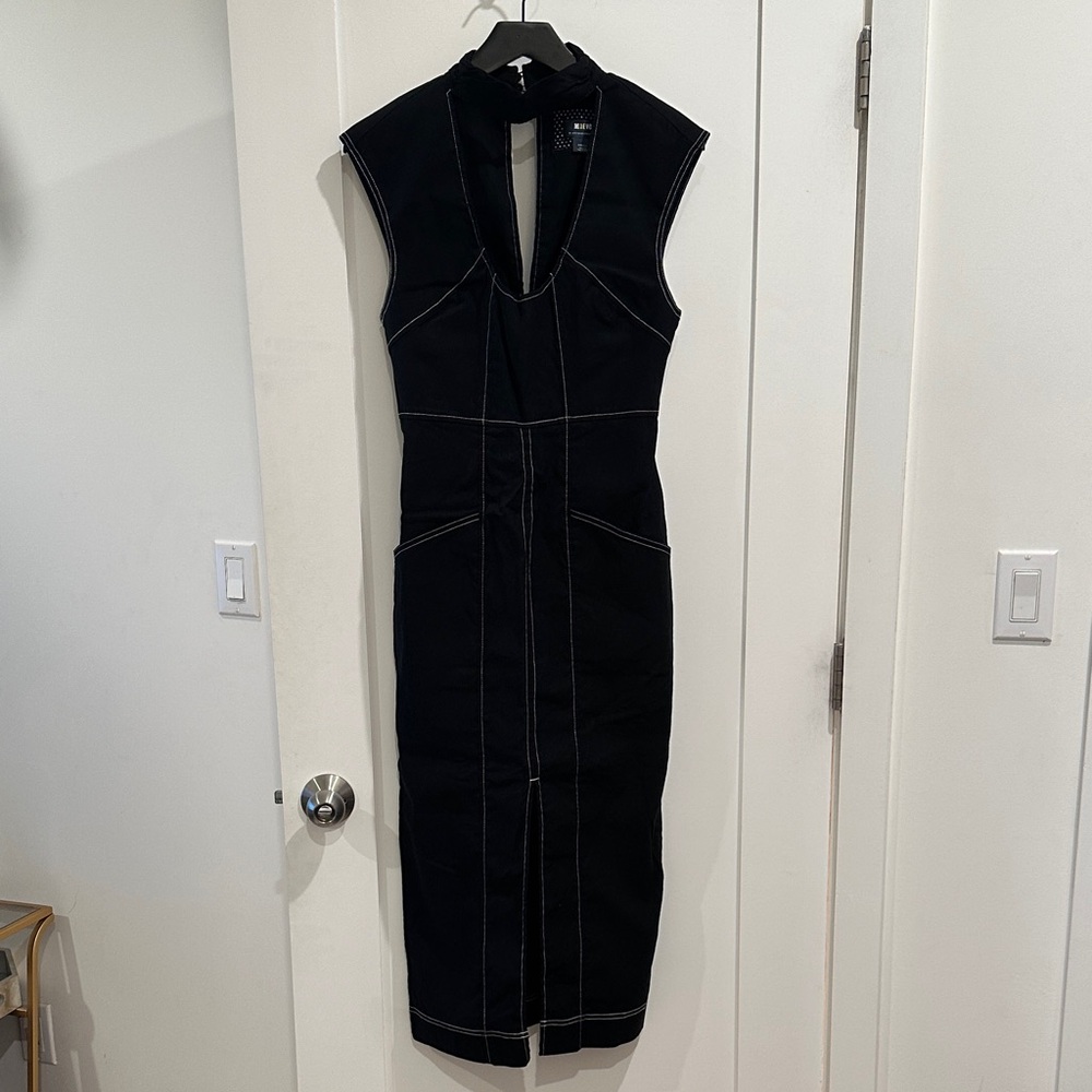 Maeve Black Sleeveless Dress with White contrast Stitching